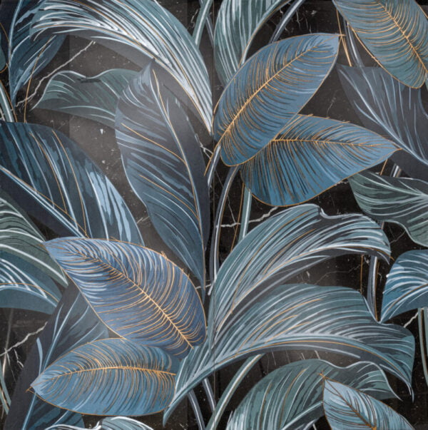 Płytka dekoracyjna Serenissima Showall W06 Black Leaf NAT. RTT 120x120 cm