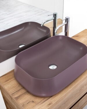 Simas Sharp kolorowa umywalka nablatowa 60x42 cm SH08 Prugna Matt